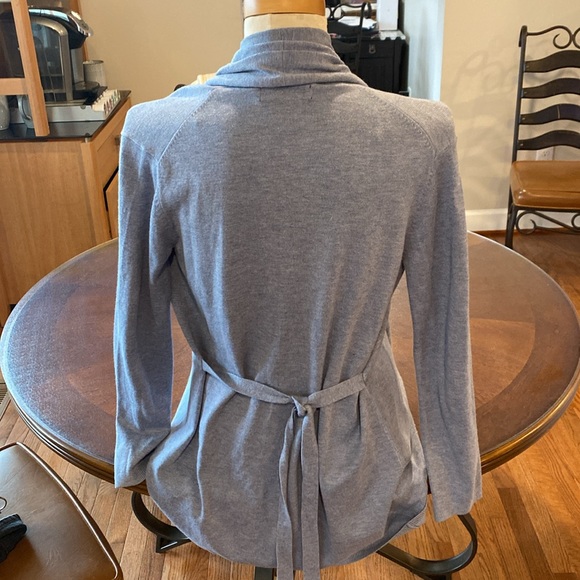 Zara Knit Light Blue Open Front Waterfall Tie Cardigan Sweater small NWOT - Picture 2 of 12